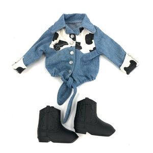 18" Battat Doll Clothes Western Cowboy Boots Pearl Snap Shirt Our Gen Amer Girl